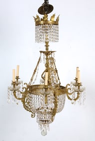 FRENCH EMPIRE STYLE DROP CRYSTAL CHANDLER