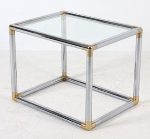 CHROME STEEL & GLASS SIDE TABLE