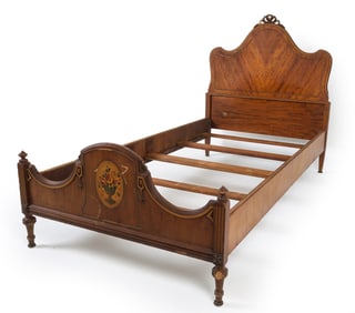 SLIGH FLAME WALNUT TWIN BED FRAME