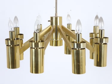 MID-CENTURY BRASS TONE CHANDELIER