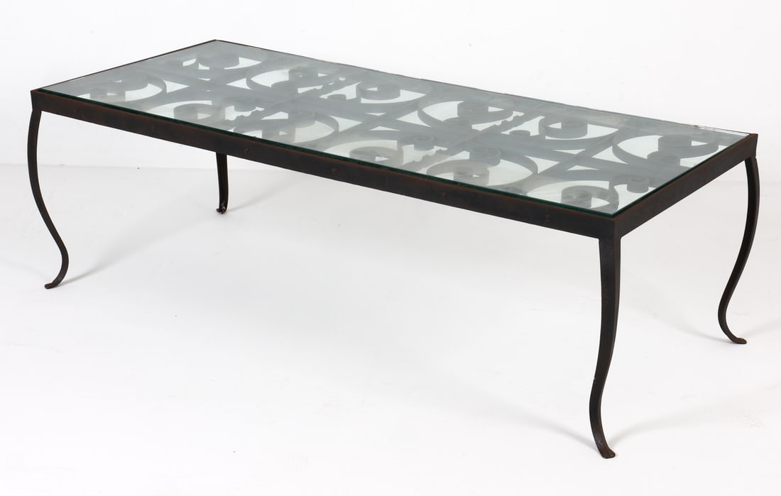WROUGHT IRON & GLASS COFFEE TABLE (1 of 10)