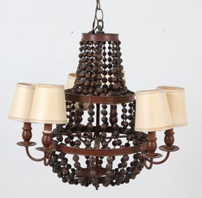 WOODEN BEADED CHANDELIER