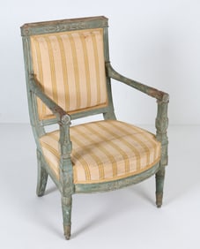LOUIS XVI STYLE ANTIQUE FAUTEUIL ARMCHAIR 19TH C.
