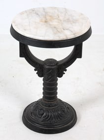 ANTIQUE CAST IRON & MARBLE BOILER STAND TABLE