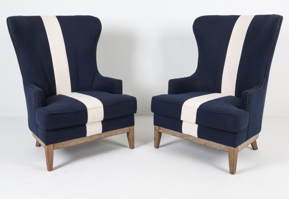 PAIR OF CONTEMPORARY WINGBACK LOUNGE CHAIRS (1 of 11)