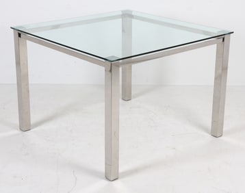 CONTEMPORARY CHROME & GLASS BREAKFAST TABLE