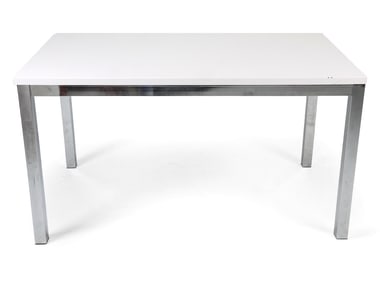 CONTEMPORARY WHITE LACQUER & CHROME TABLE