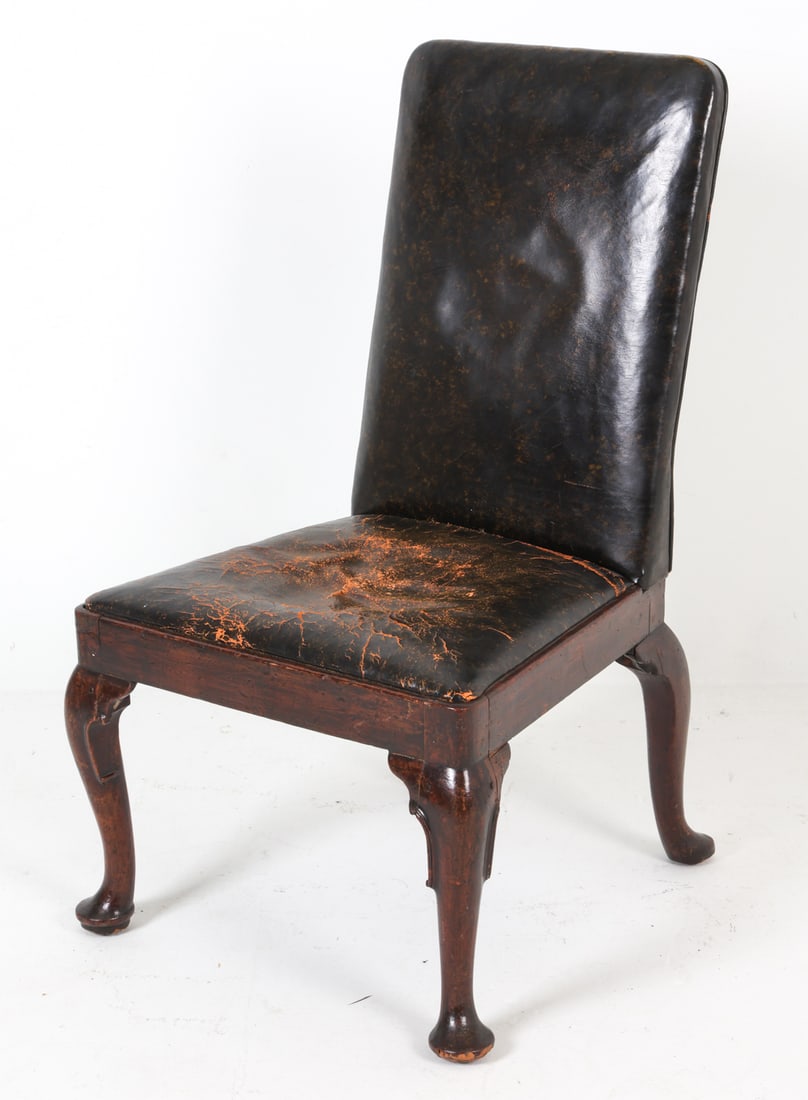 ANTIQUE MAHOGANY & LEATHER DINING CHAIR (1 of 12)