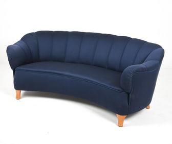 SWEDISH CHANNEL BACK BANANA SOFA C. 1950S