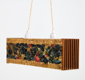 PETER LEEK SWEDISH TEAK AND GLASS PENDANT LIGHT