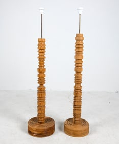 PAIR OF SWEDISH PINE FLOOR LAMPS C. 1970S
