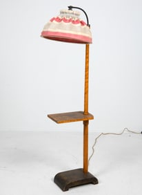 ART DECO SWEDISH WALNUT SIDE TABLE FLOOR LAMP