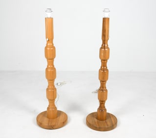 PAIR OF SWEDISH PINE FLOOR LAMPS C. 1970S