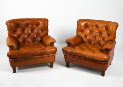 PAIR OF ARNE NORELL "JUPITER" LEATHER EASY CHAIRS
