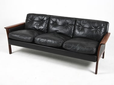 BRODERNA ANDERSSON ROSEWOOD & LEATHER SOFA C.1950S