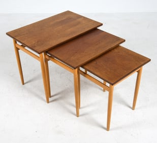 ATTR. SEFFLE MOBELFABRIK TEAK NESTING TABLES 1960S