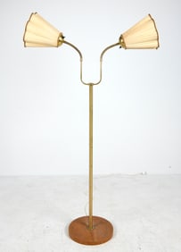 SWEDISH TEAK & BRASS FLOOR LAMP C. 1970S