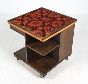 SWEDISH ART DECO BIRCH & VELVET SIDE TABLE