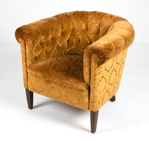 SWEDISH DAMASK VELOUR LOUNGE CHAIR C. 1940S