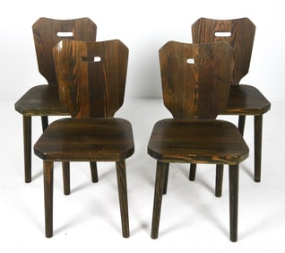 (4) STYLE OF GORAN MALMVALL PINE DINING CHAIRS