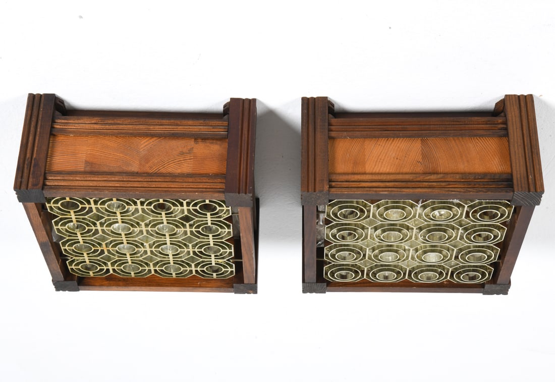 PAIR OF HOLGER JOHANSSON STYLE PINE CEILING LIGHTS (1 of 8)