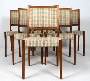 (6) SVEGARDS SWEDISH WALNUT DINING CHAIRS 1960S