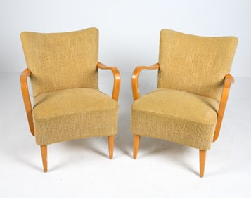 PAIR OF SWEDISH BENTWOOD LOUNGE CHAIRS 1950S