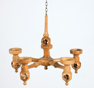 VINTAGE SWDISH PINE CANDLE CHANDELIER C. 1970S