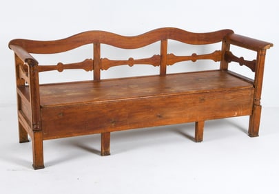 ANTIQUE SWEDISH PINE STORAGE BENCH