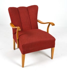 FRITZ HANSEN STYLE BIRCH & WOOL EASY CHAIR C.1940S