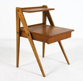 STYLE OF YNGVE EKSTROM TEAK & BEECH SIDE TABLE