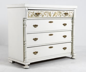 ANTIQUE SWEDISH PAINTED PINE CHEST OF DRAWERS