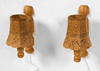 STYLE OF EINO LUNDHOLM SWEDISH PINE SCONCES 1970S