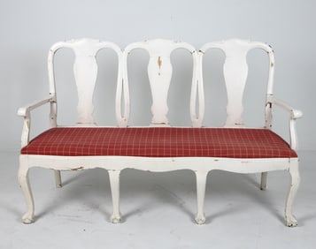 ANTIQUE SWEDISH PAINTED PINE SETTEE BENCH
