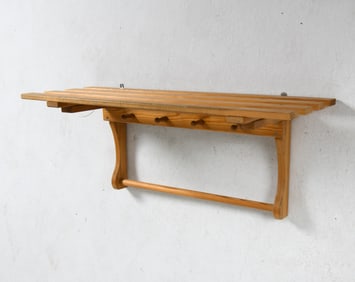 SWEDISH PINE COAT RACK SHELF C. 1970S