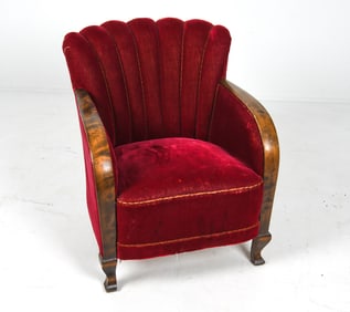 SWEDISH ART DECO STYLE MOHAIR ARMCHAIR C. 1940S