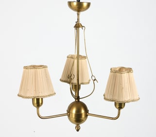 ANTIQUE SWEDISH BRASS CHANDELIER C. 1940S