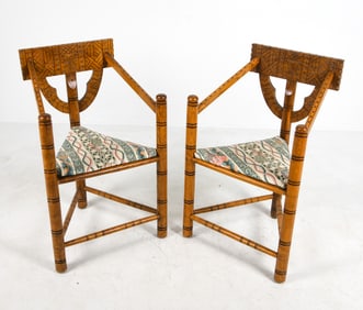 PAIR OF SWEDISH CARVED OAK "MONK" CHAIRS C. 1950S