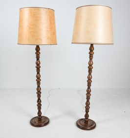 PAIR OF SWEDISH STAINED PINE FLOOR LAMPS