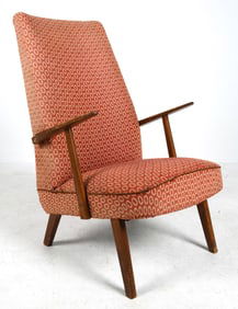 SCANDINAVIAN TEAK HIGH BACK LOUNGE CHAIR C. 1950S