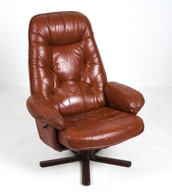 STYLE OF GOTE MOBLER SWEDISH LEATHER LOUNGE CHAIR