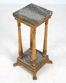 ANTIQUE SWEDISH MARBLE & GILT PEDESTAL STAND