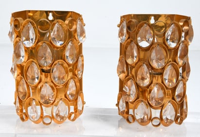 PAIR OF PALWA STYLE GERMAN GILT BRASS SCONCES