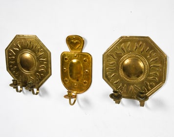 SCANDINAVIAN BRASS SCONCE GROUPING C. 1970S