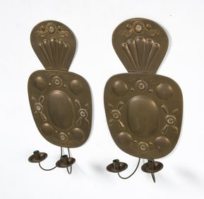 PAIR OF SWEDISH BRASS WALL SCONCES