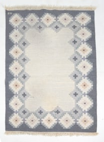 SVENSK HEMSLOJD SWEDISH ROLAKAN WOOL RUG C. 1960S