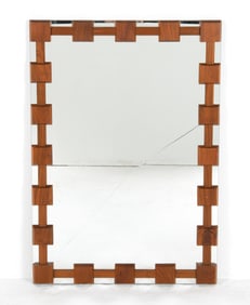 SWEDISH TEAK WALL MIRROR FOR RESTORATION C. 1970S