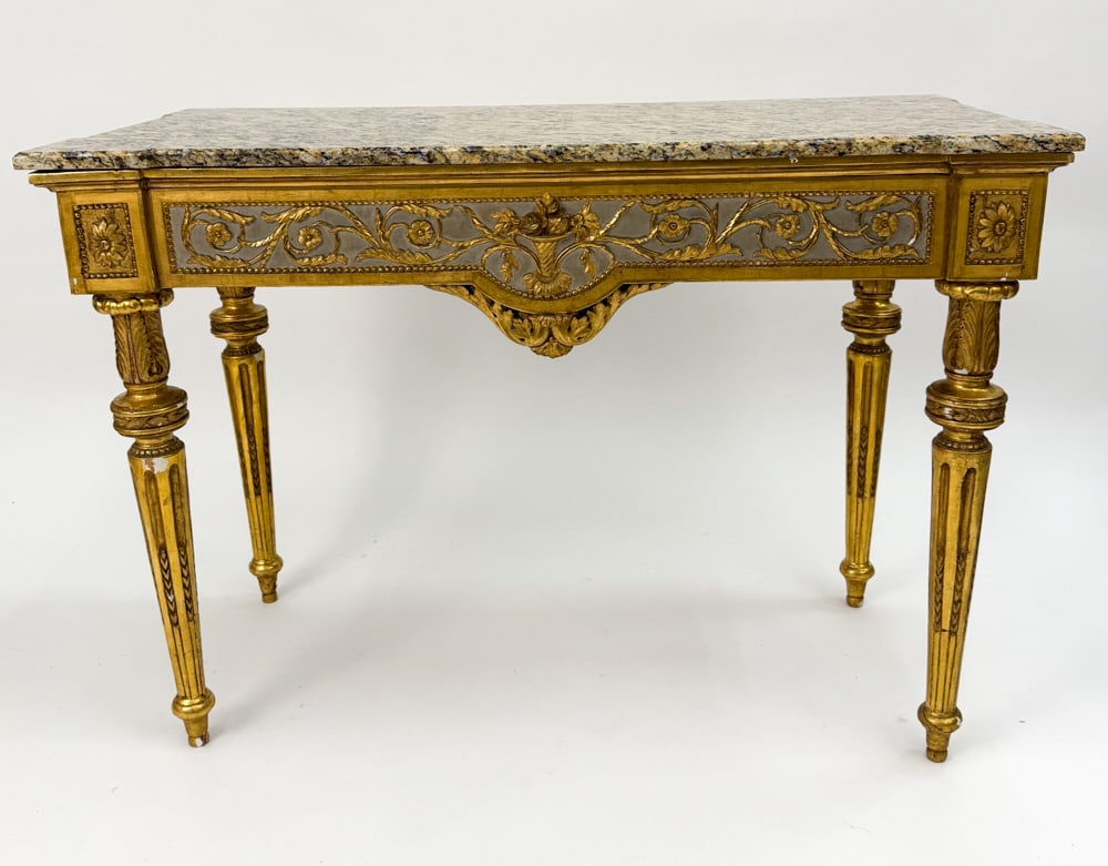 LOUIS XVI GILTWOOD MARBLE TOP CONSOLE TABLE (1 of 18)