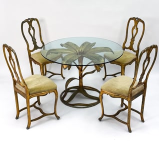 ARTHUR COURT DINING TABLE & CHAIRS C. 1960S