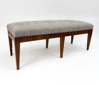 MID-CENTURY MAHOGANY UPHOLSTERED BENCH